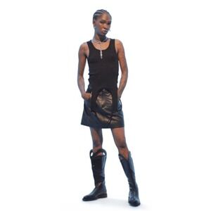 Telfar x Wilsons Leather Short Skirt Chocolate Brown Genuine Leather Size 45"